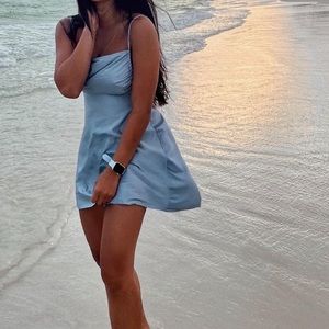 Danielle Bernstein Blue Slip Mini Dress